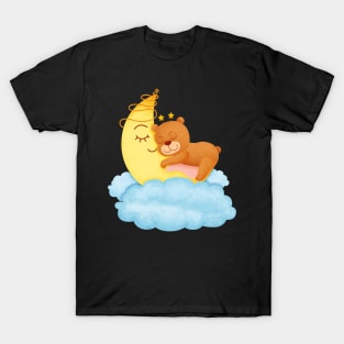 Cute Bear Sleeping on Moon T-Shirt